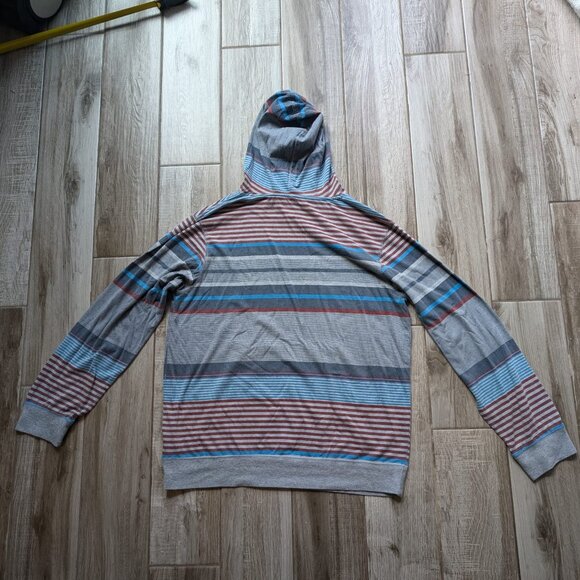 Ocean Current Men’s Striped Hoodie Gray Red Blue Size L Cotton Blend Pullover - Picture 2 of 10